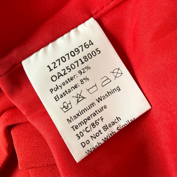 Commense Red Mock Neck Pleated Mini Dress XS NWT Split Flare Cuffs - Picture 8 of 9